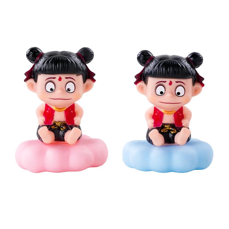 哪咤蛋糕装饰发光云朵灯摆件魔童三太子公仔男孩生日派对烘焙插件