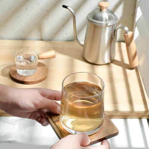 Wood Drink Coaster Set Customizable Logo Wooden Coffee Mat