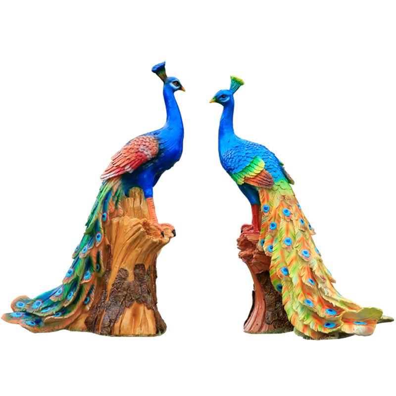 户外玻璃钢仿真开屏孔雀雕塑公园景区草坪售楼处鸟类景观小品摆件