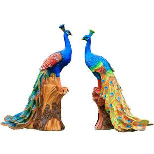 户外玻璃钢仿真开屏孔雀雕塑公园景区草坪售楼处鸟类景观小品摆件