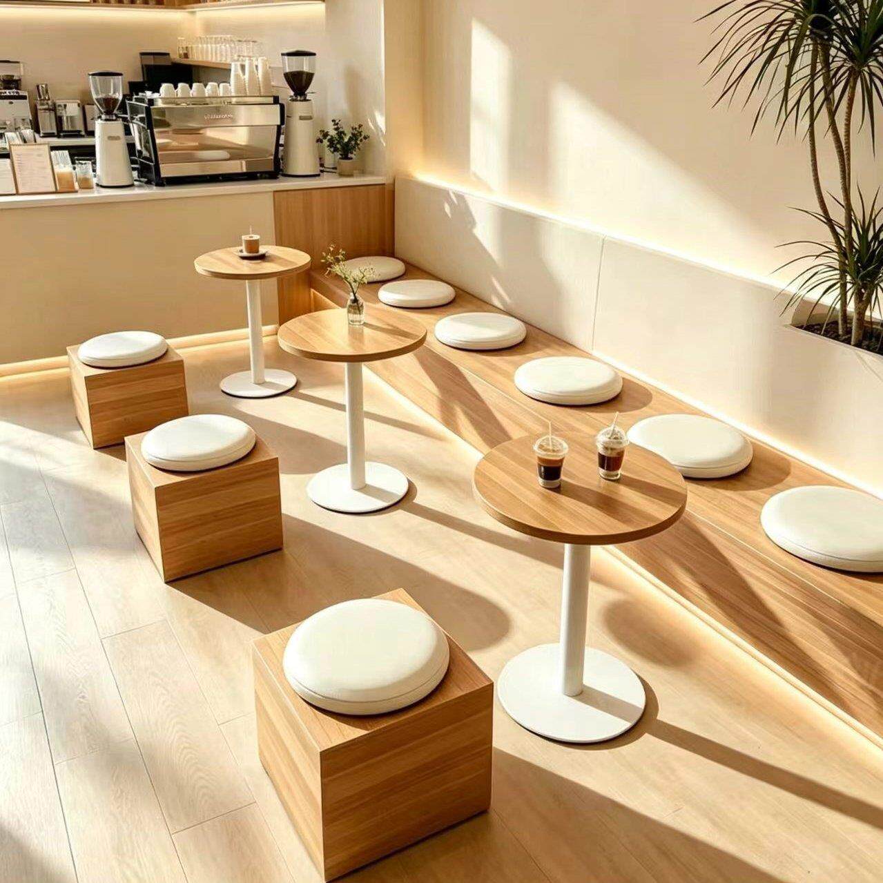 沙奶茶店条凳储物发甜品冷饮店28靠卡座挂壁桌休息区咖啡墙厅桌长