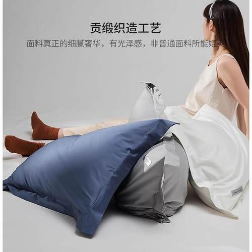 1040S长绒棉枕套简约贡纯棉全棉枕头缎套一对单人装枕芯套8xXS247