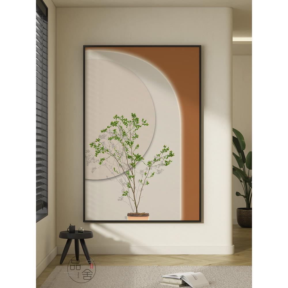 现代简约植物花卉玄关挂画抽象时尚客厅装饰画竖版餐厅背景墙壁画图片