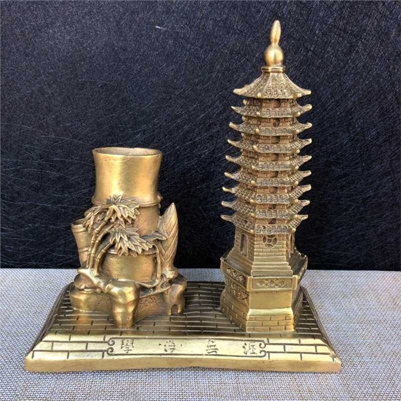 铜文昌塔笔筒摆件九层十三层9层办公室桌面书房装饰品