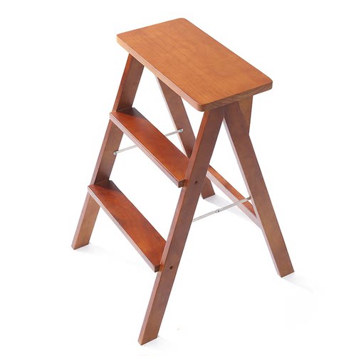 W6梯凳可折叠厨房凳多功能板凳家用实木高脚凳三步梯椅吧台凳收纳