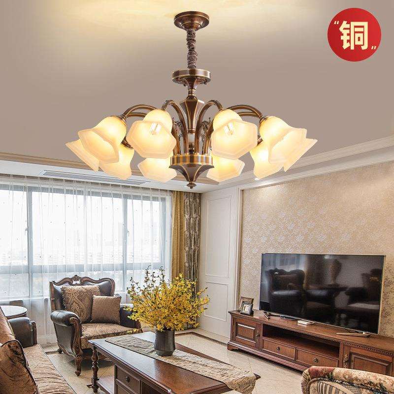 美式吸顶吊灯客厅灯全铜灯具欧式餐厅卧室灯大气现代简约复古吊灯