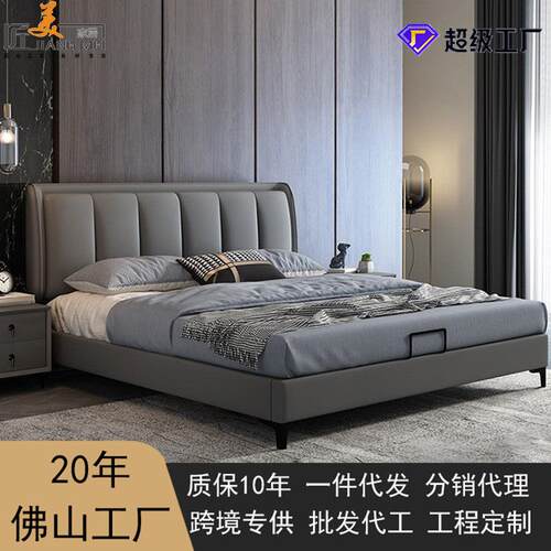 严选意式极简科技布床小户型主卧室软包婚床简约现代榻榻米布收纳