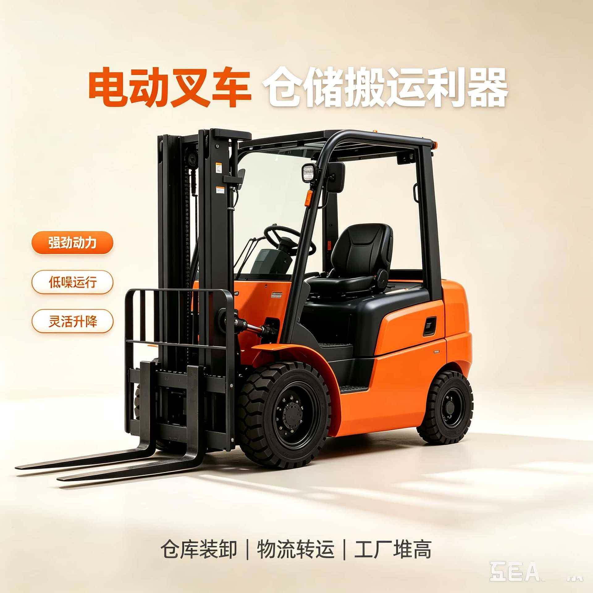 环保低噪电动平衡重叉车四轮座驾仓储堆叉车物流货运托盘搬运车