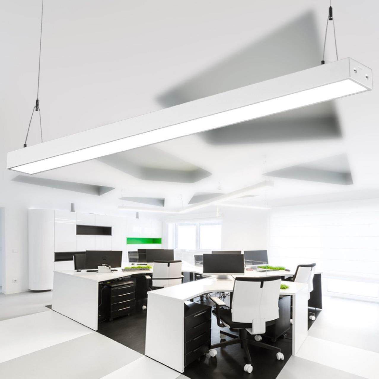 阳光照明led办公吊线灯黑壳白壳方通吊装吸顶装10cm20cm工程商场