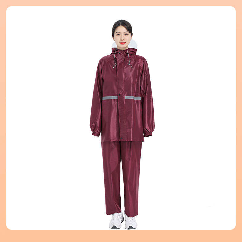 Θ男女式牛津布黑色藏青色加厚雨衣反光分体式耐磨骑行雨衣雨裤套