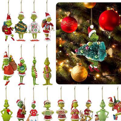 Christmas Ornaments Green Hairy Monster Xmas Tree Hanging Pe