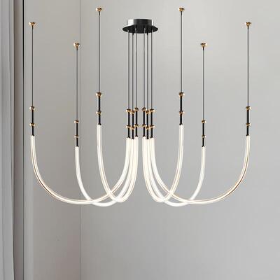 现代简灯约设墅计师创意线条空艺术别客厅公寓挑loft复BGA式楼梯