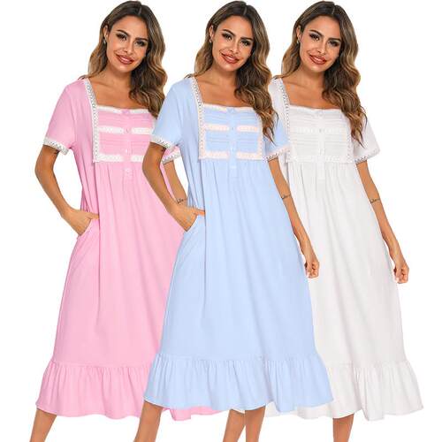 Short sleeved sleepwear, princess dress, white nightgown