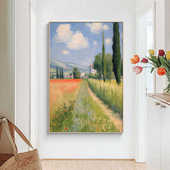 纯手绘油画田园风景现代高级感玄关餐厅客厅装 饰画肌理挂画批发