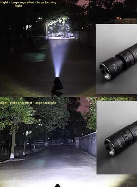 正品八光强光手电筒变焦循环防水升26650填 T6L2可电防充水黄光聚