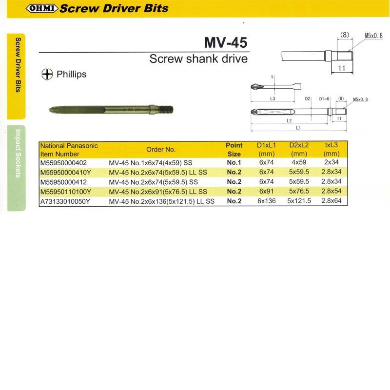 MV149-45No.2x6x91(5x7.)LLSS原装头OHMI5自动机专用批6改锥头