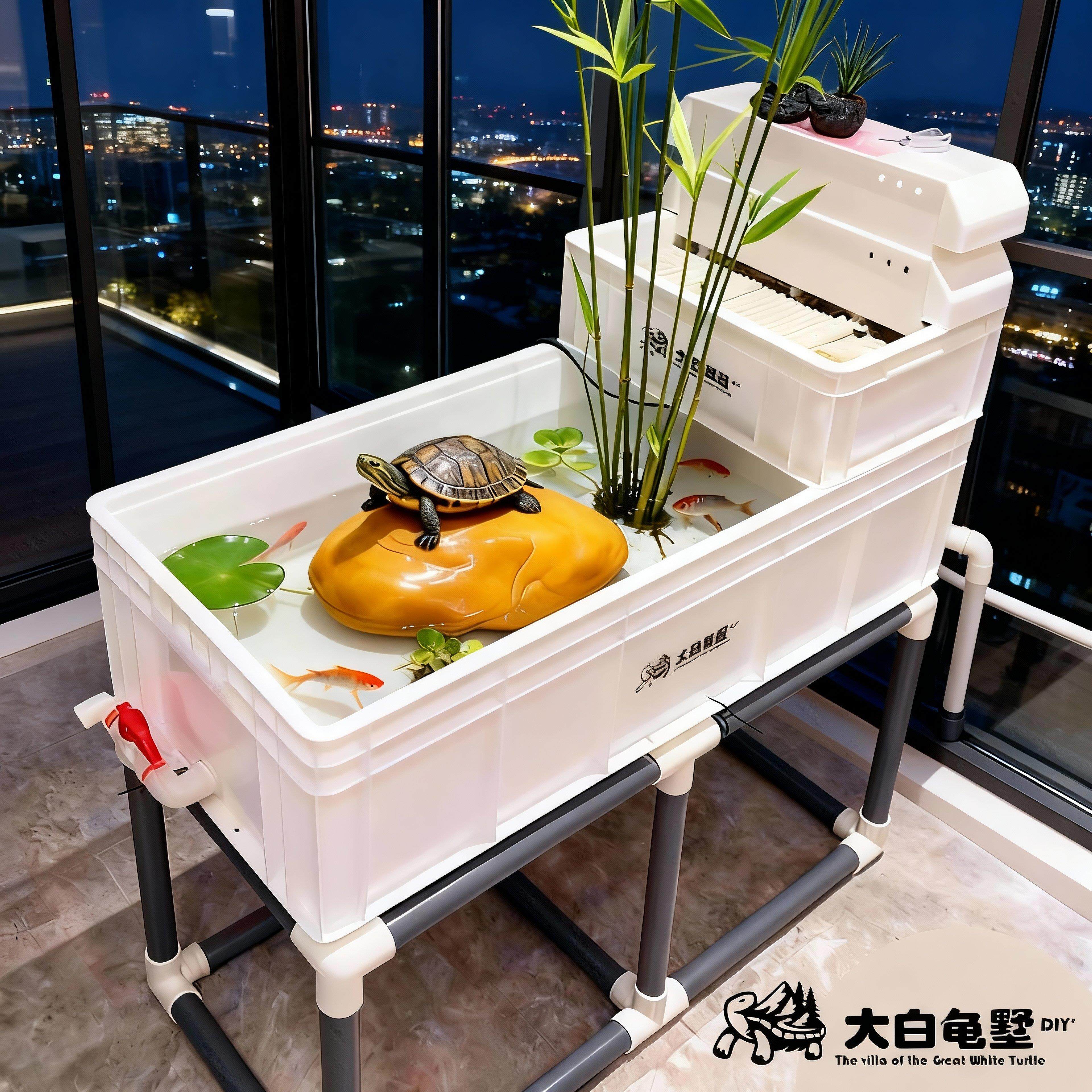 90cm养龟缸不用拉筋周转箱养龟专业养龟盆乌龟缸乌龟缸大白龟墅