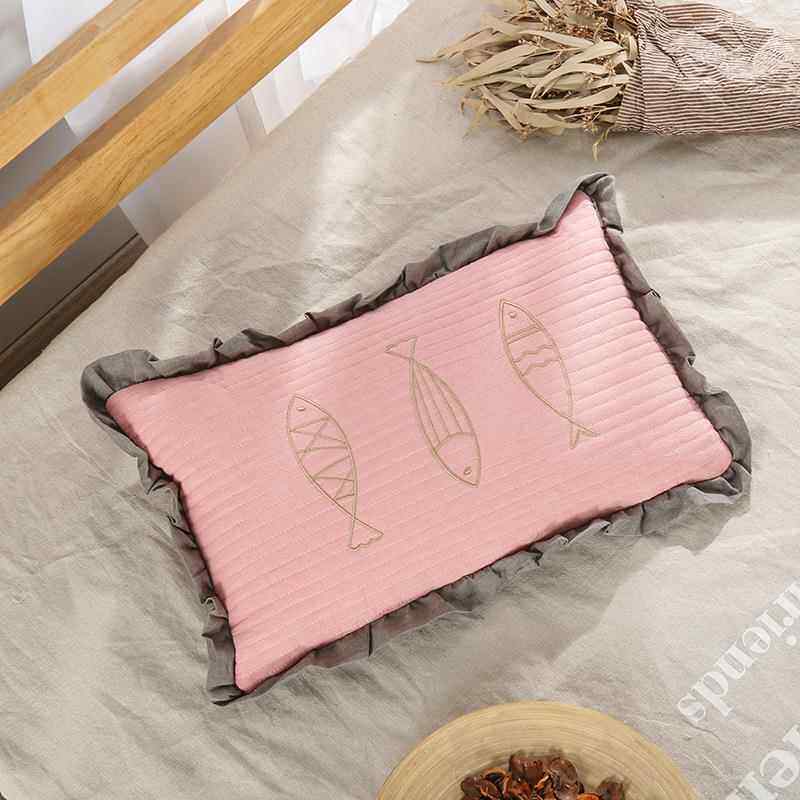 直销新款纯棉水洗棉全荞麦壳枕头荷叶花边刺绣荞麦皮枕头芯家用硬