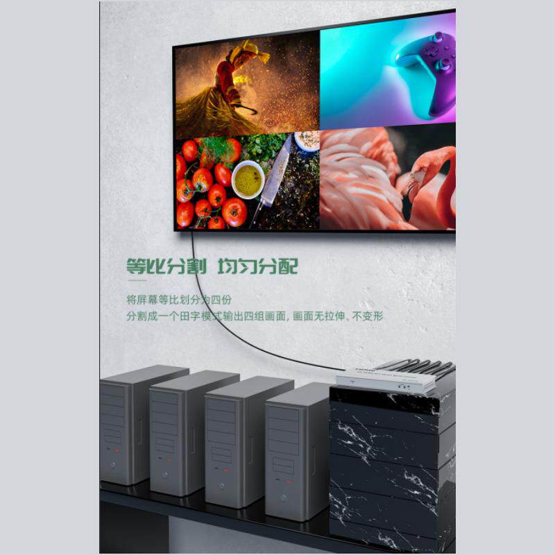 HDMI 四画面分割器 4K画质 60HZ 四路高清画面分割 监控机房用