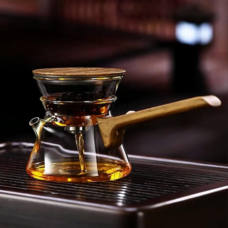顶壶侧把飘逸杯泡茶壶磁吸式玻璃内胆一键按压式茶水分离简易茶具