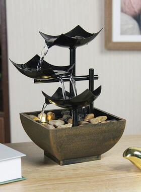 home decor流水摆件招财桌面喷泉工艺品电视柜流水喷泉风水摆件
