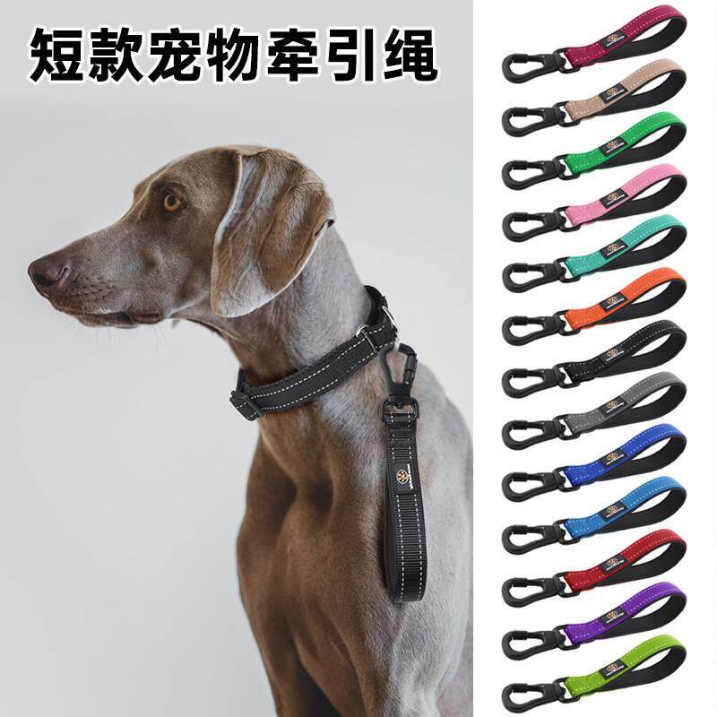 训练宠物短牵引绳尼龙训犬狗狗牵引绳中大型粗款狗绳短款拉带