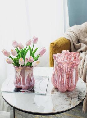 餐桌装饰品琉璃花瓶水培家居财金粉客厅创意亮现代珠光时尚百摆件