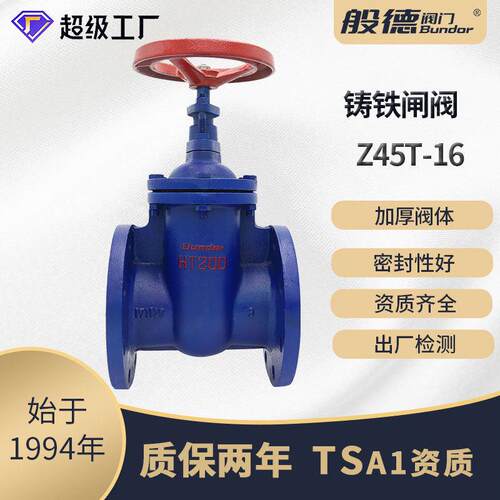 铸铁暗杆闸阀Z45T-10/16手动法兰闸阀暗杆/明杆双法兰闸阀DN100