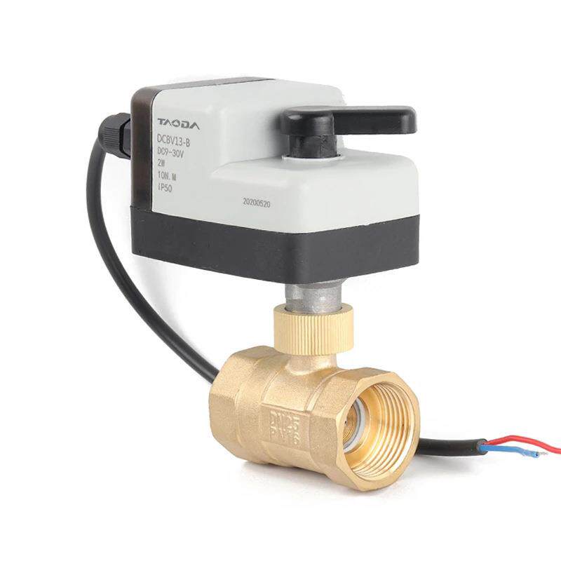 AC220V.DC24V断电自动复位水暖电动阀调节二通三通直流电动球阀