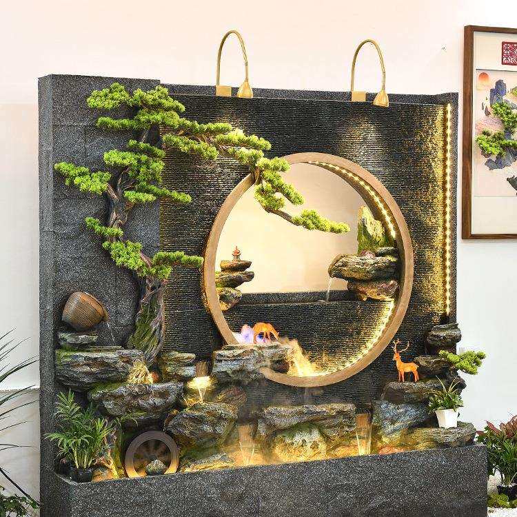 循环流水摆件落地假山喷泉水景客厅办公室装饰景观公司水幕墙