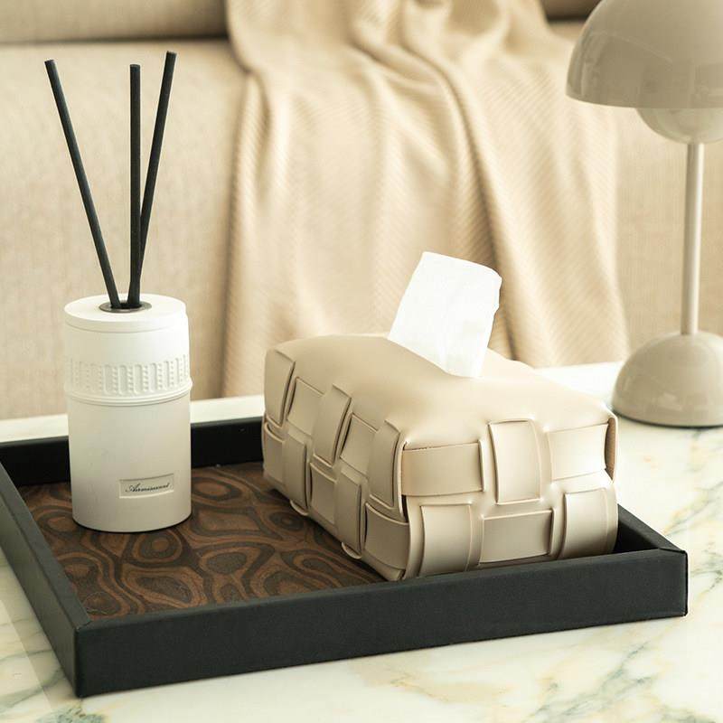 高档皮革棋盘格抽纸盒客厅餐桌装饰餐巾盒高级感编织车载纸巾盒,收纳整理,纸巾盒,淘宝优惠券,粉丝福利购,淘宝优惠卷