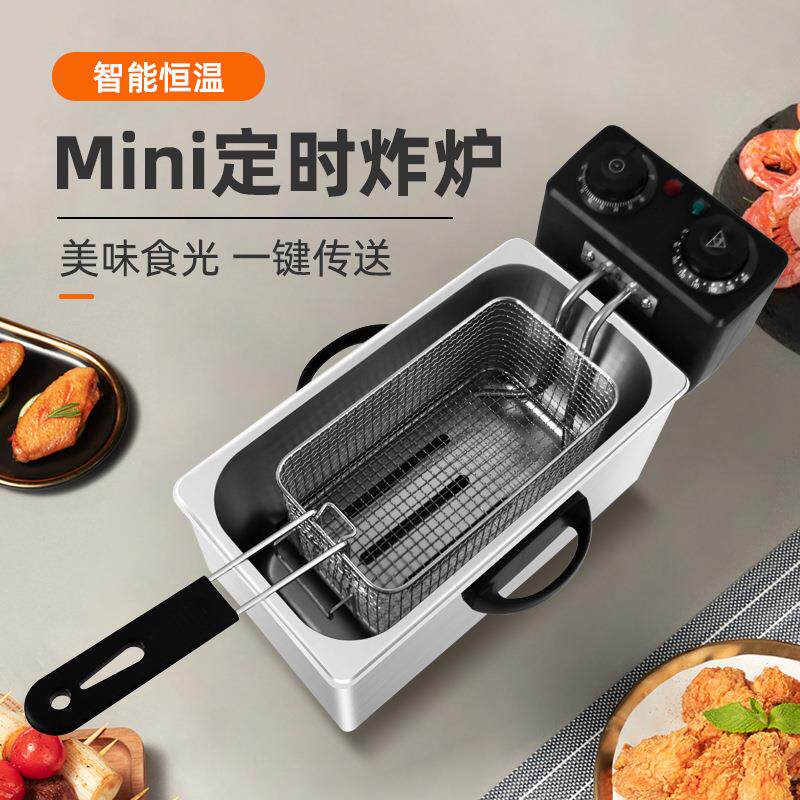 轻巧油炸锅 商用定时电炸炉 炸鸡排薯条油条设备 迷你电炸锅机器