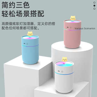 萌宠喷雾加湿器USB桌面迷你家用炫彩夜灯小型便携雾化器批发 新款