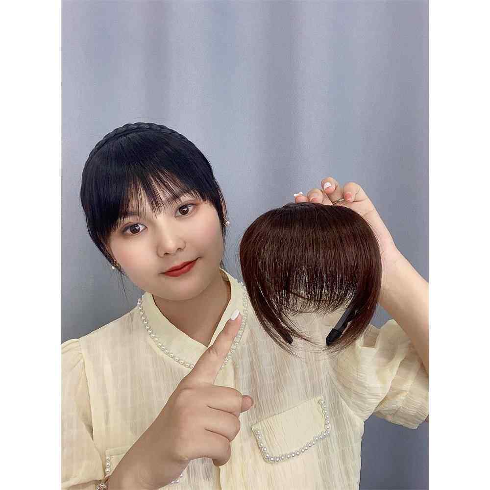 高档款辫子发箍刘海一体真前额头发帘新鬓角遮白碎齐发刘海假发片