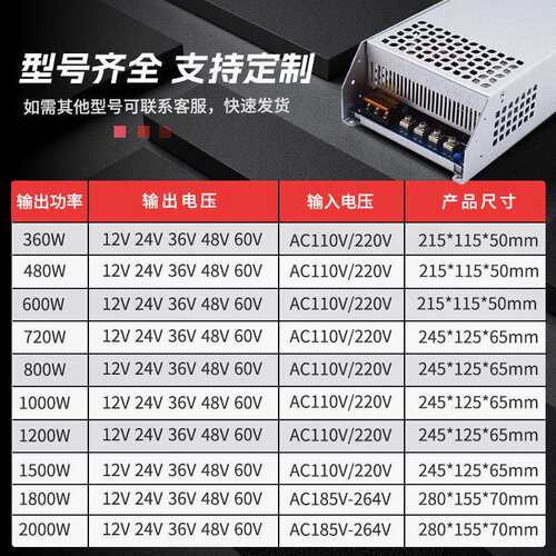 DC12V30A360W直流开关电源LED灯电源亮化监控设备变压器AC转DC