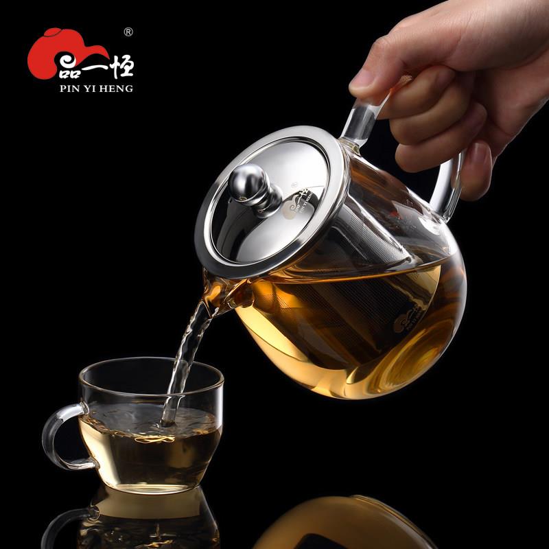品一恒玻璃茶壶耐高温防爆煮泡花果茶壶304不锈钢过滤茶水分离