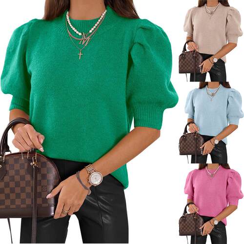 Women’s Puff Short Sleeve Sweater Tops All season Trendy