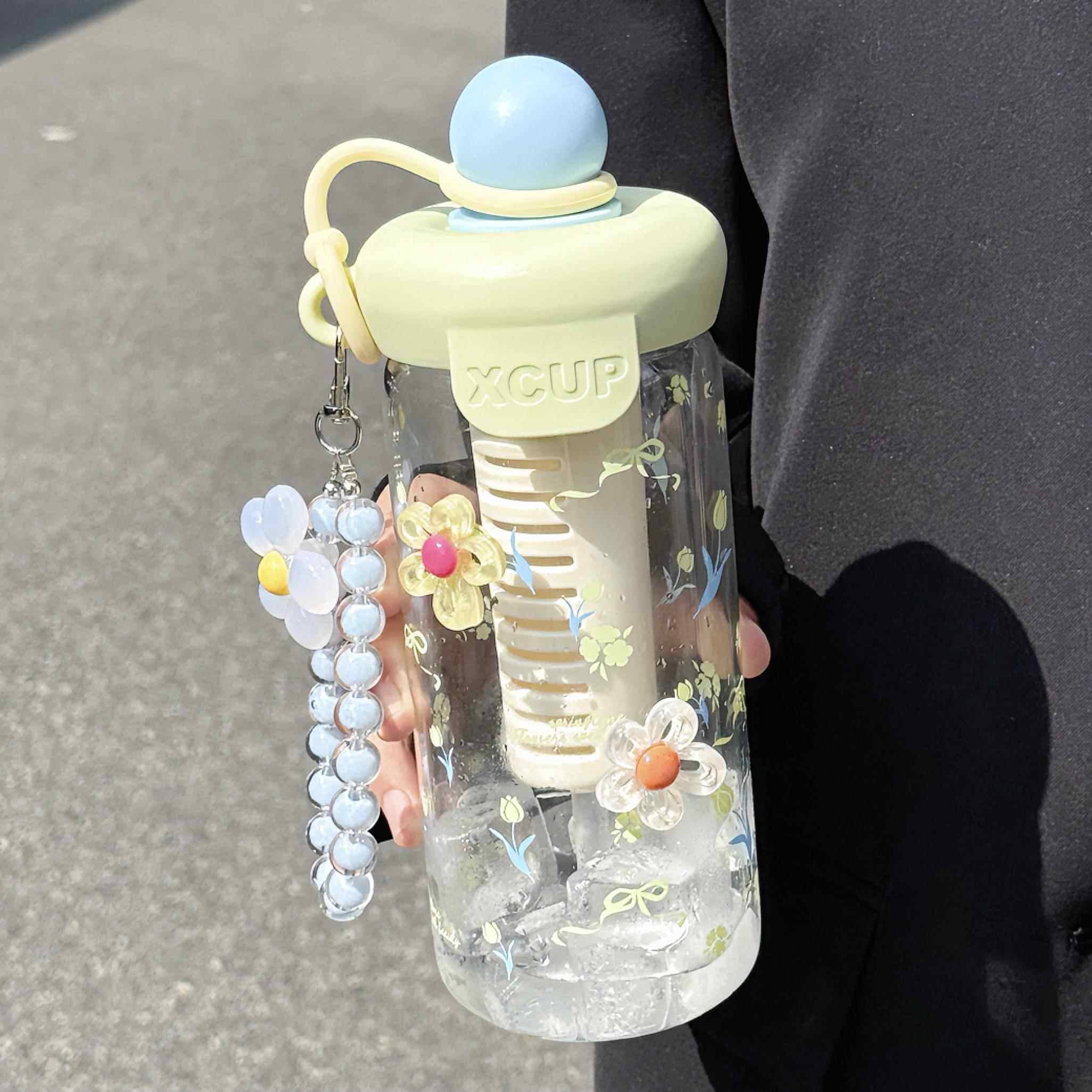 多巴胺水杯高颜值女生夏季吸管玻璃杯大容量办公室桌面泡花茶杯子