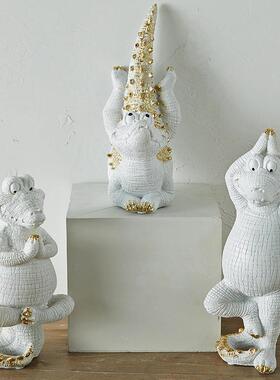 鳄鱼动物家居客厅电视柜房间装饰品工艺品桌面树脂小摆件节日礼物