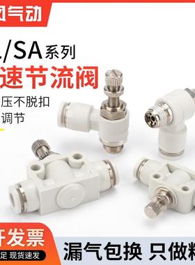 气动气管快速接头节流阀SL4 6 8 10 12气缸调速阀M5-01可调SA/PA