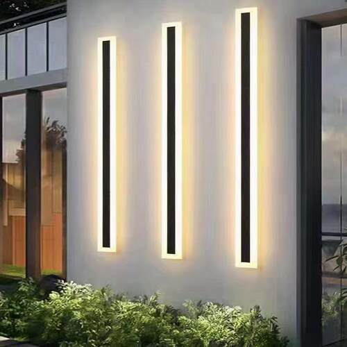 LED极简一字形壁灯室外别墅庭院阳台大门外墙灯户外防水长条壁灯
