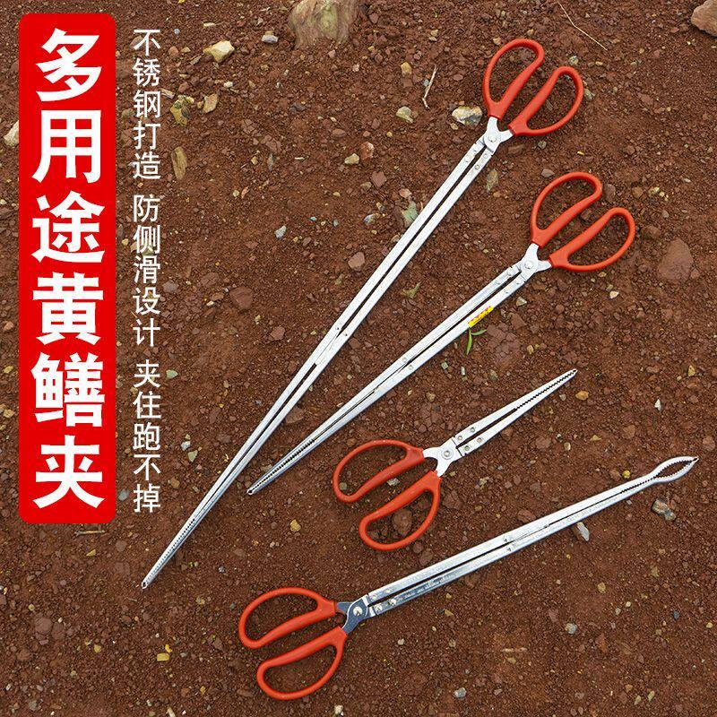 新款不锈钢控鱼钳黄鳝夹子鳝鱼泥鳅蛇螃蟹小龙虾钳子防滑赶海神器