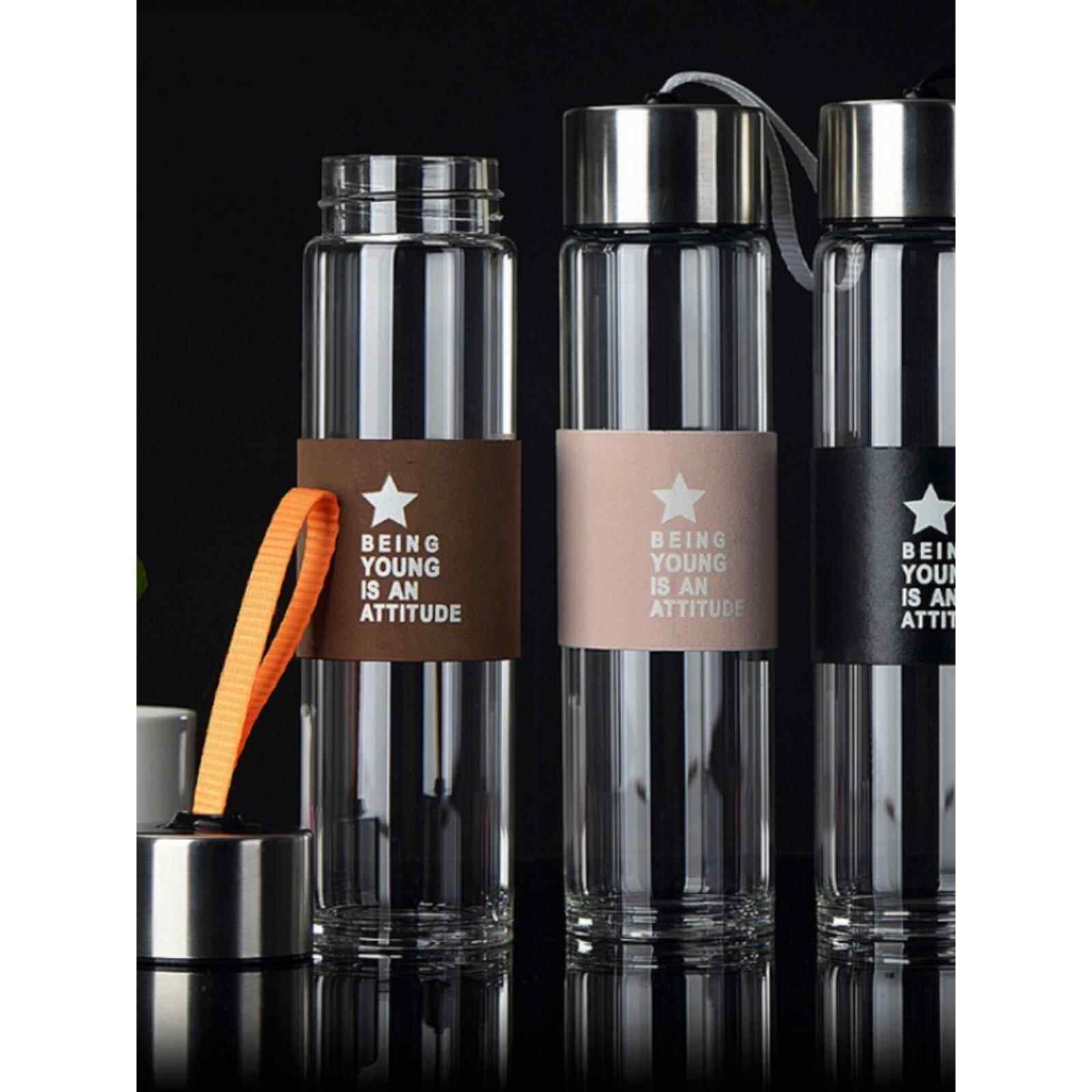 法简曼茶杯大号随身茶水玻璃水杯便捷分离防漏携带随手杯细长过滤