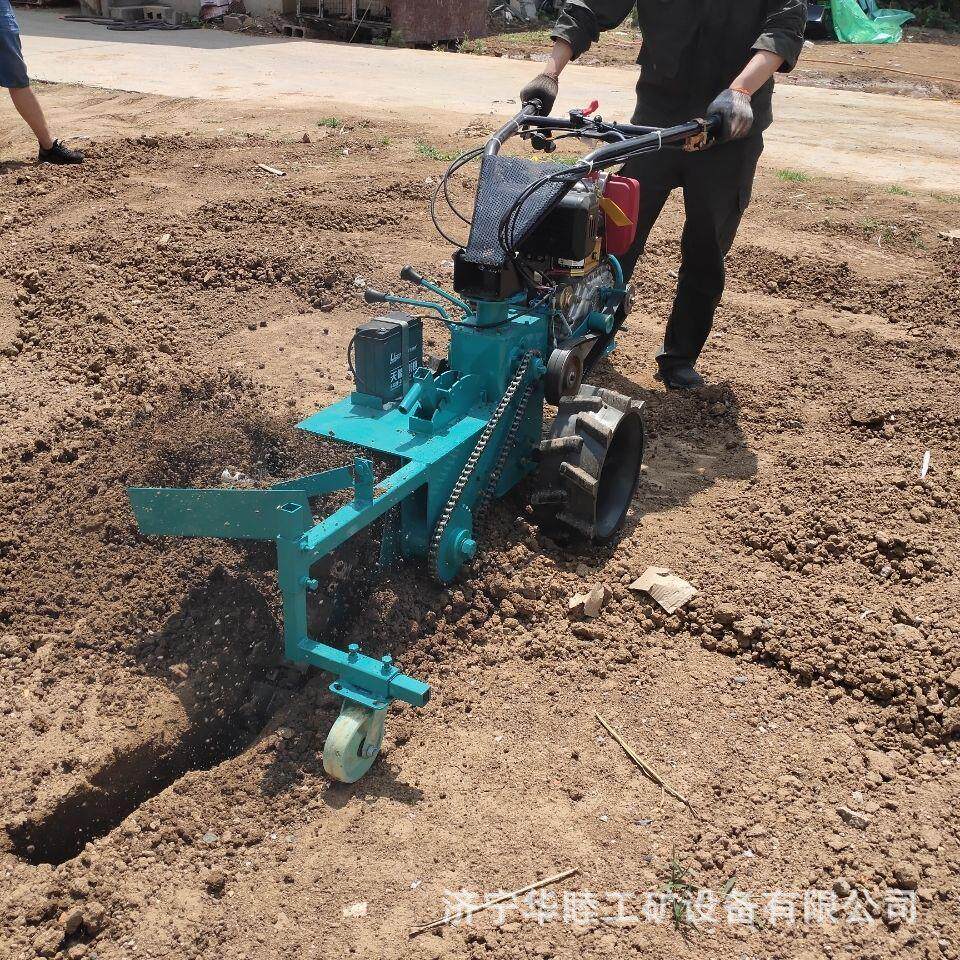 手扶开沟机12*90合金链条一体开槽机埋管道挖沟机