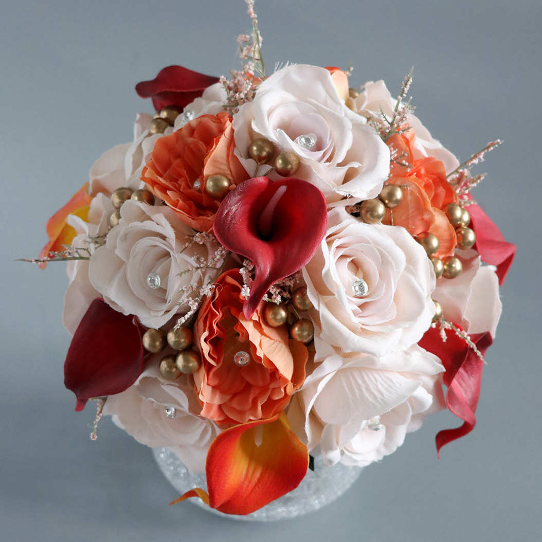 仿真绢花新娘手捧花束马蹄莲婚礼装饰拍照道具北欧家居布置假花艺