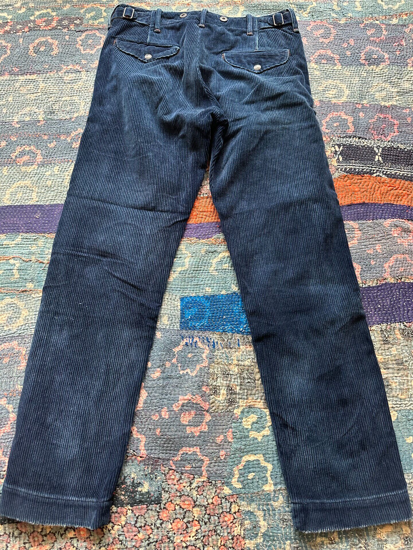 RRL Blue Corduroy Straight Leg Pants — front