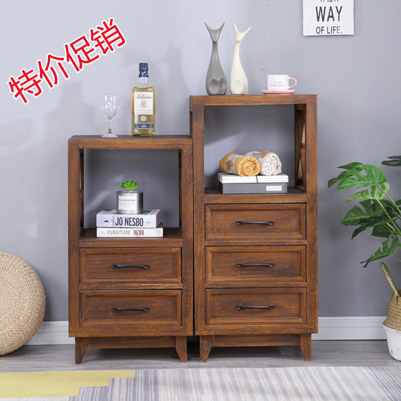 美式乡村实木客厅储收纳柜边柜复古抽屉式柜子做旧斗小装饰狄1234