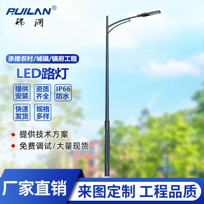 LED市电路灯双臂6米8米10米12米路灯30W60W80W100W道路照明灯