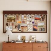 体墙屋檐立毛毡板照片墙331木复古高级感定制贴软板留言板相片展