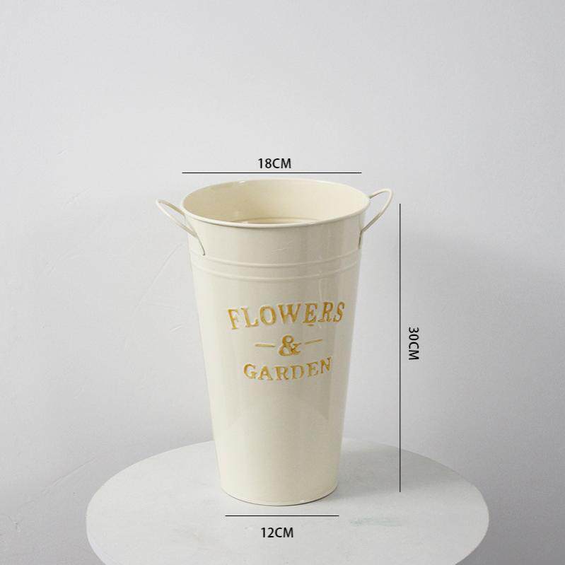 铁艺田园装饰筒铁盆入户铁皮桶花盆大花瓶花店法式鲜花桶高级感